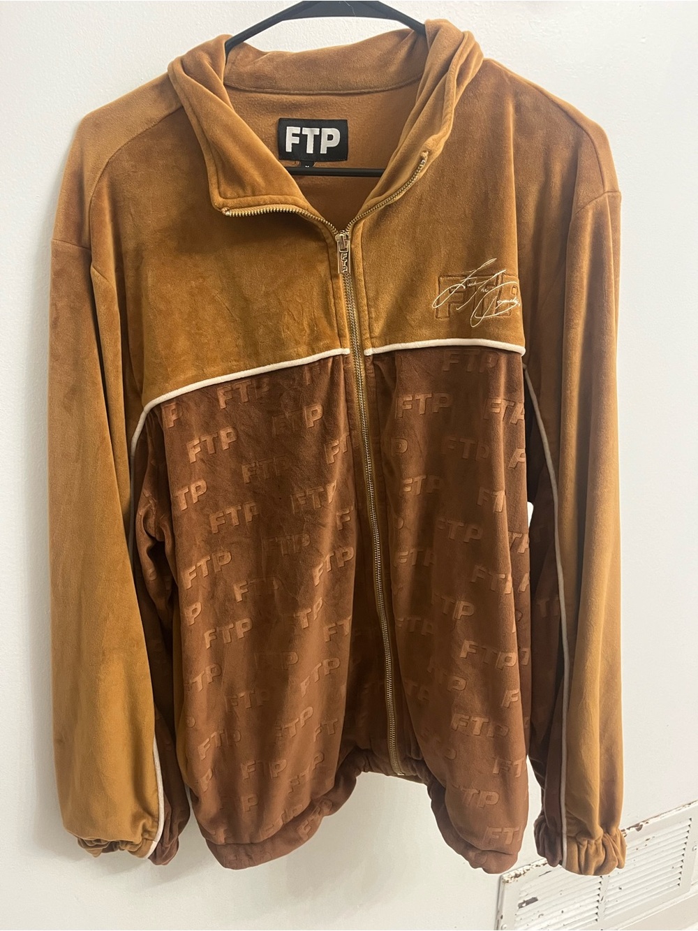 FTP Brown Two-Tone Velour Zip Hoodie Jacket
